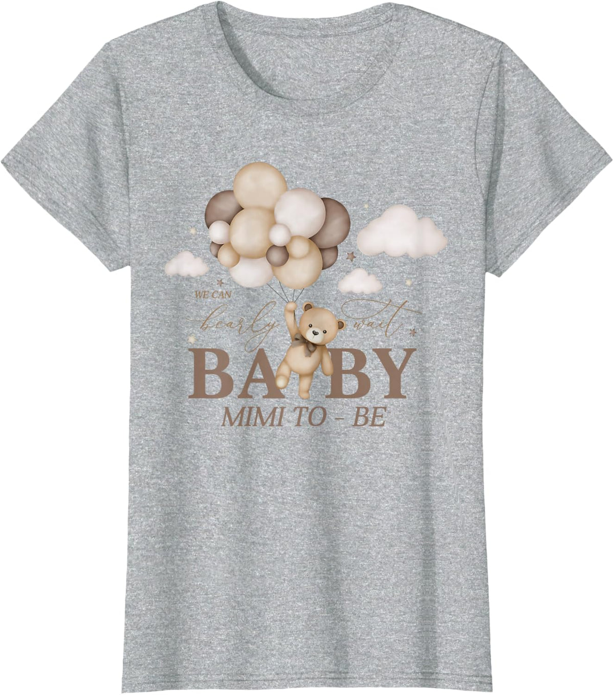 Mimi We Can Bearly Wait Baby Shower Shirts for Family Bear Matching Tees T-Shirt - Heather Grey
