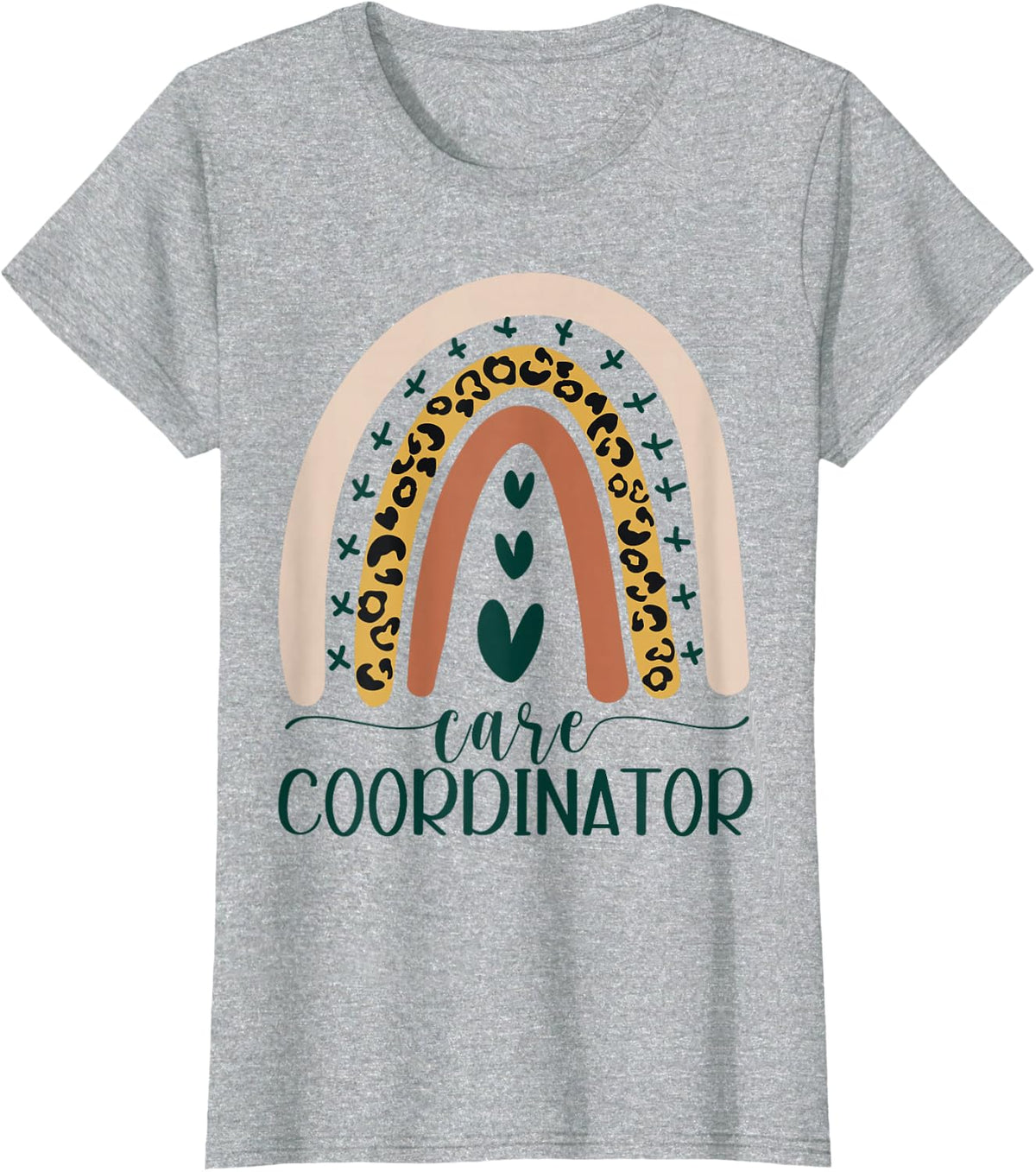 Care Coordinator Case Manager Social Worker Leopard Rainbow T-Shirt - Heather Grey