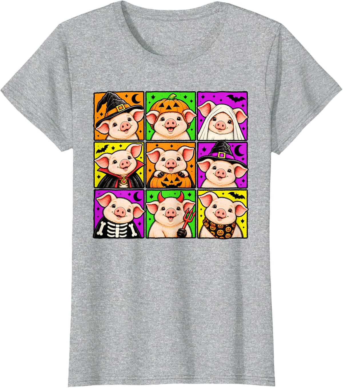 Pig Halloween Funny Spooky Farm Pig Lover Halloween Costume T-Shirt - Heather Grey