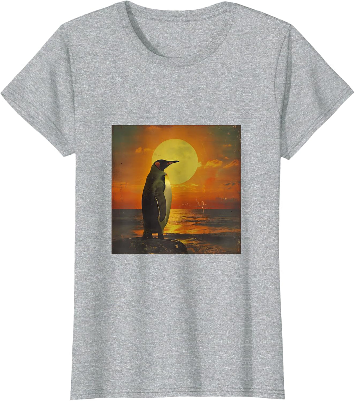 Vintage Sunset Pig T-Shirt - Heather Grey