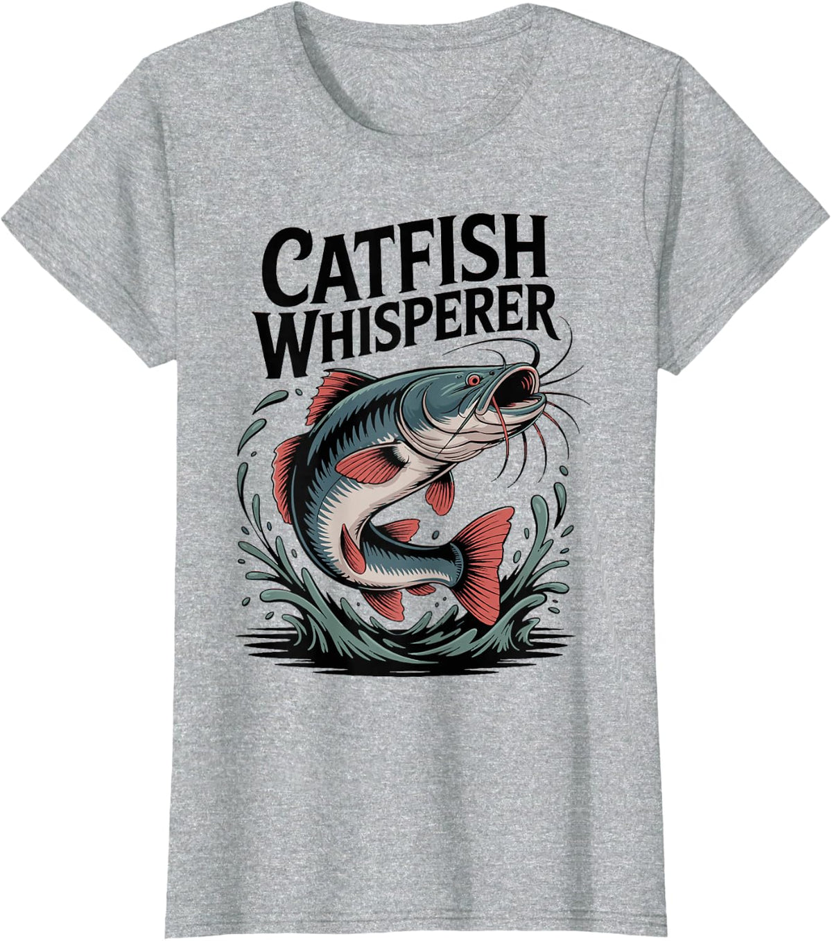 Catfish Hunter Whisperer Angling Catfishing Angler T-Shirt - Heather Grey