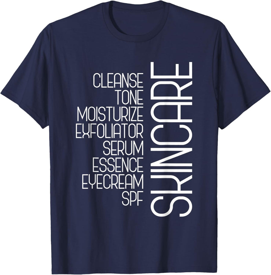 Skincare Terms Skin Cleanse Tone Esthetician T-Shirt - Navy Blue