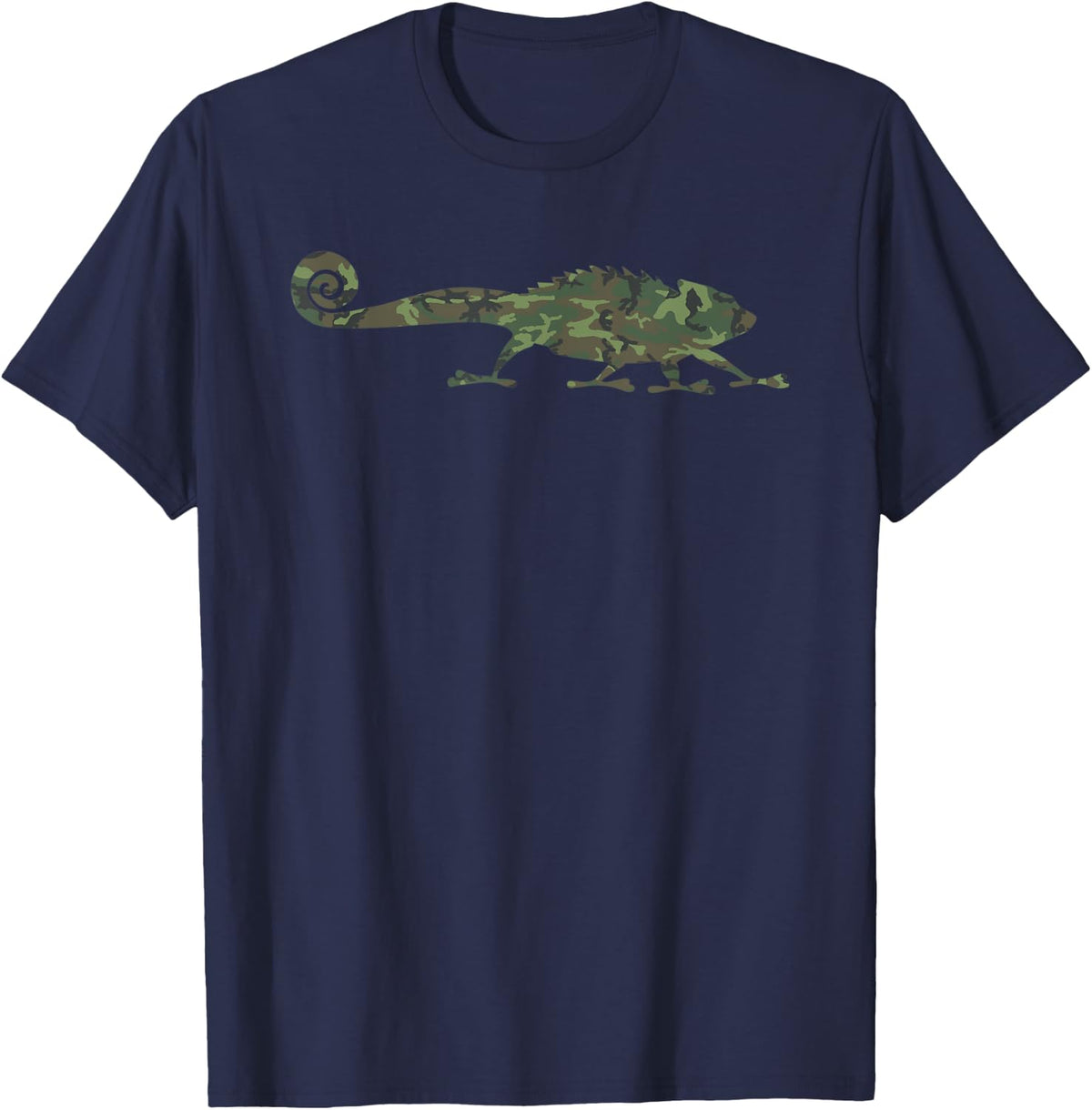 Military Chameleon Camo Print US Lizard Veteran Men Gift T-Shirt - Navy Blue