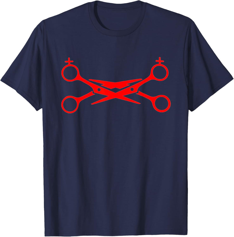 Lesbian Pride Scissors Baby Tee Shirt LGBTQ Bisexual Sapphic Queer T-Shirt - Navy Blue