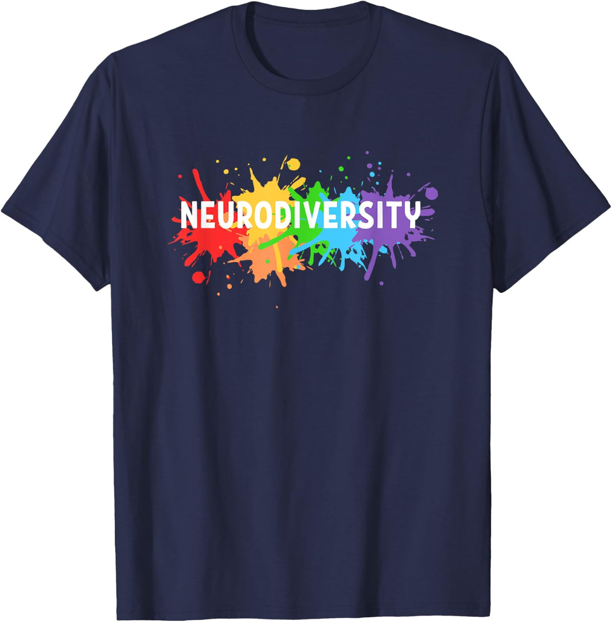 Rainbow Neurodiversity For Kids Neurodivergent ADHD T-Shirt - Navy Blue