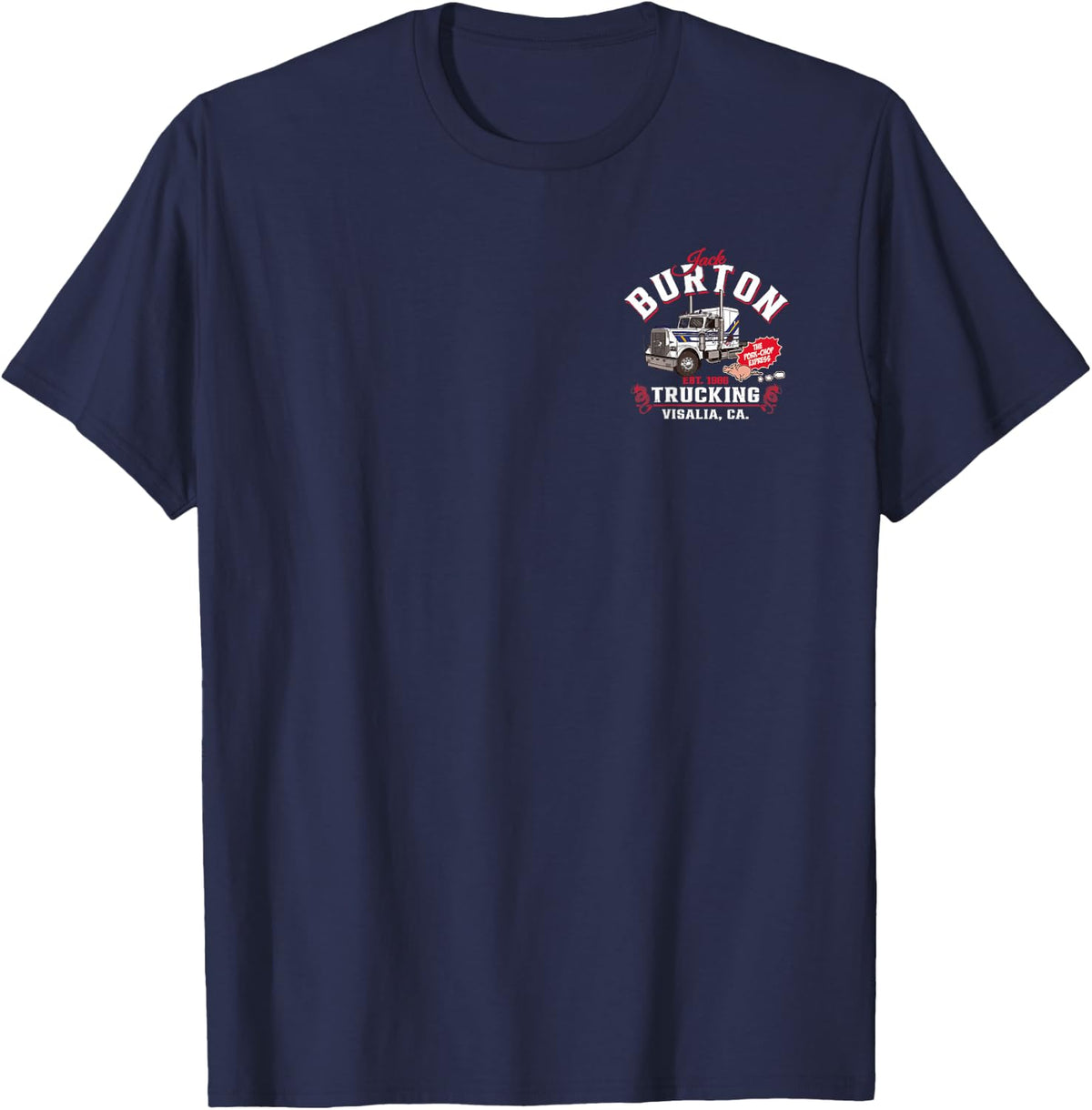 Retro Trucking Truck Driver 2 Sided T-Shirt - Navy Blue