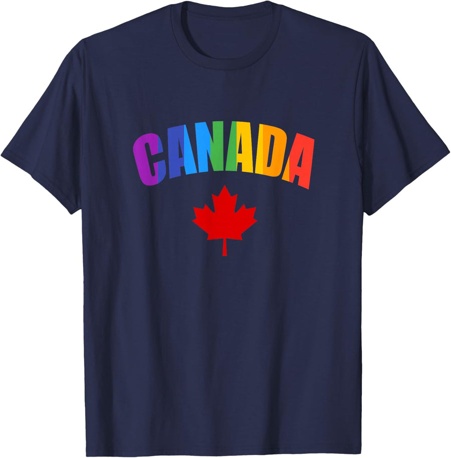 Canada LGBTQ Canadian Flag Gay Pride Month Lesbian Queer T-Shirt - Navy Blue
