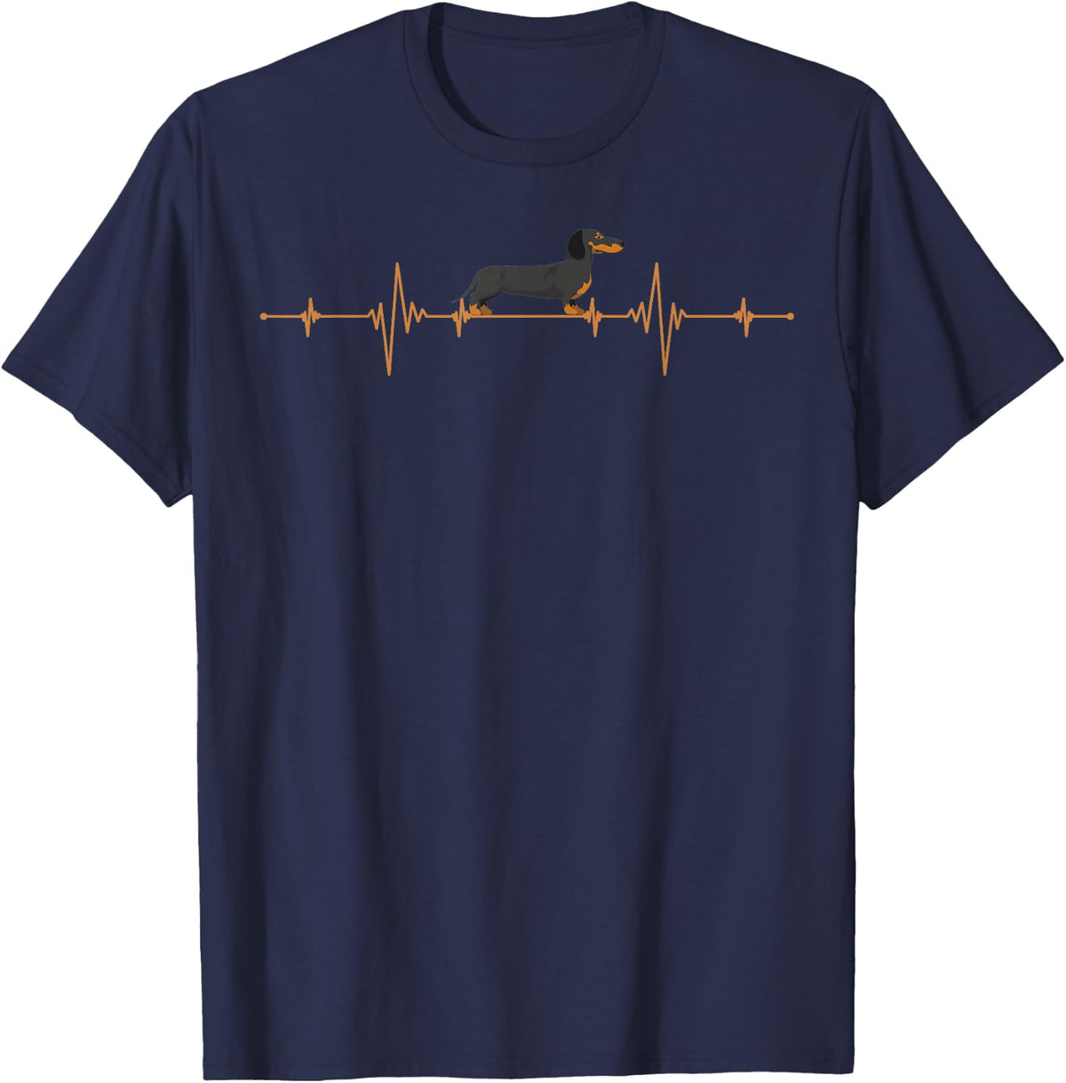 Dachshund Heartbeat Dog Lovers T-Shirt - Navy Blue