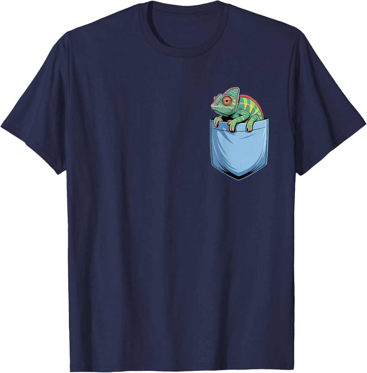 Cute Pocket Chameleon Lizard Lovers Herpetologist T-Shirt - Navy Blue