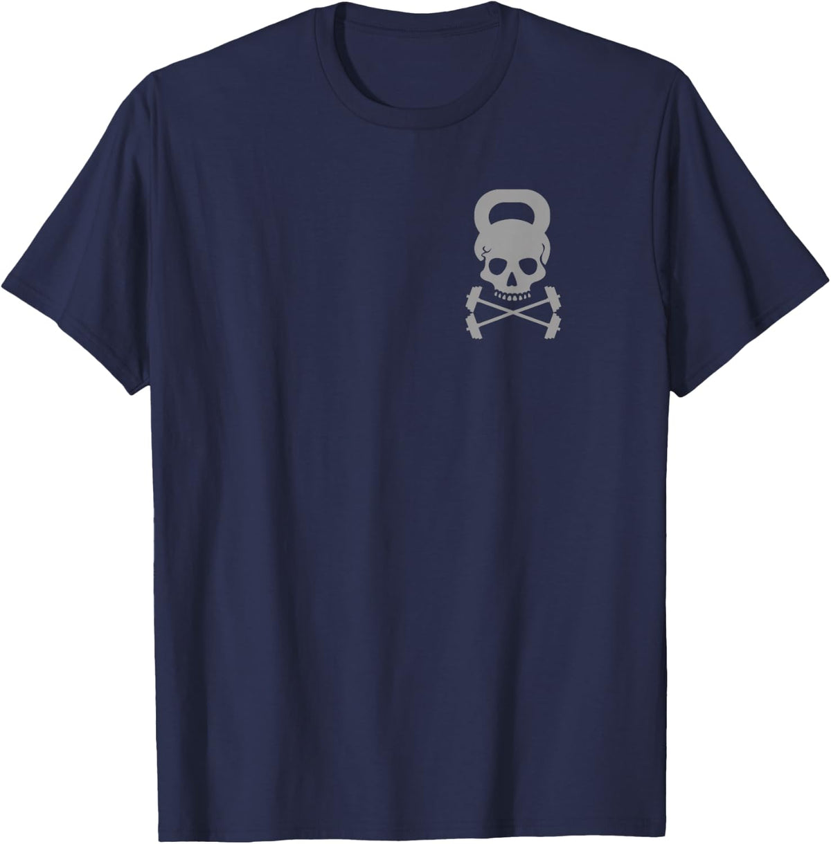 Vintage Kettlebell Fitness Skull Designer Workout T-Shirt Tees for Men Women Gym Enthusiasts - Navy Blue