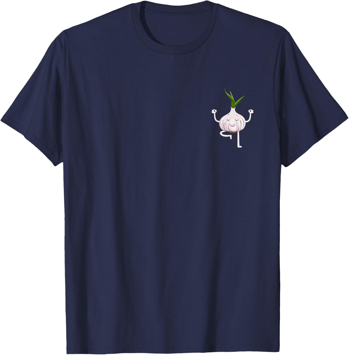 Yoga Fitness Instructor Garlic Lover Vegetable Farmer T-Shirt - Navy Blue