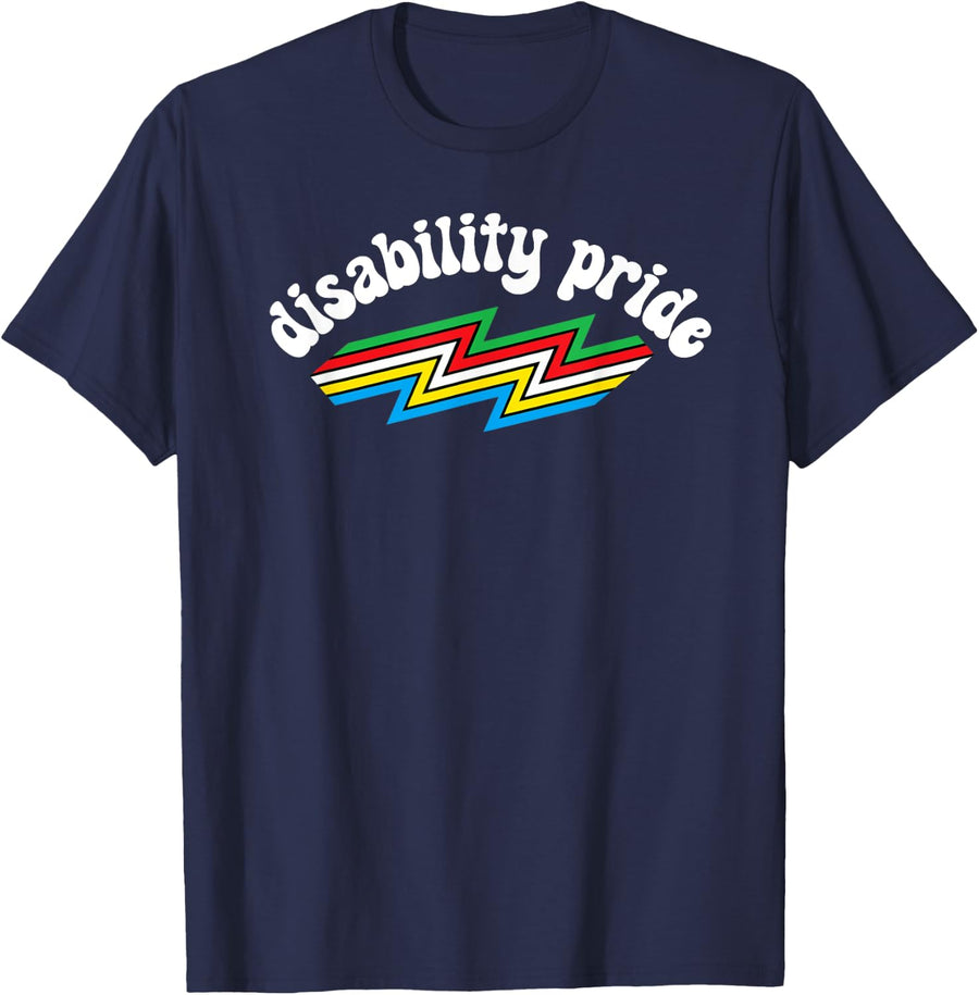 Disabled Pride Proud Handicap Disability Pride Month Flag T-Shirt - Navy Blue