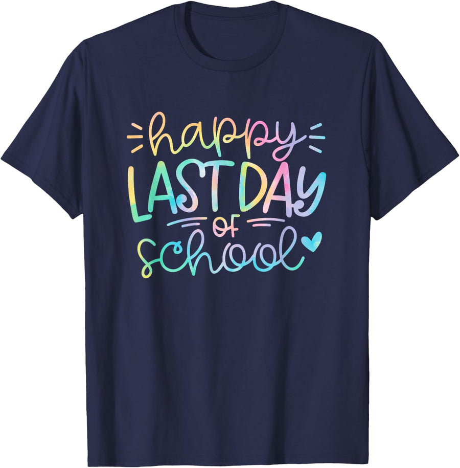 Last Day of School Shirt Tie Dye School Graduation Gifts T-Shirt - Navy Blue