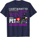 Cocker Spaniel T Shirt Wine Lover T-Shirt - Navy Blue