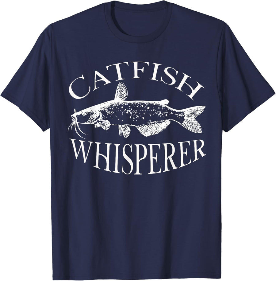 Catfish Whisperer Fish Illustration Fishing Gear Fisherman T-Shirt - Navy Blue
