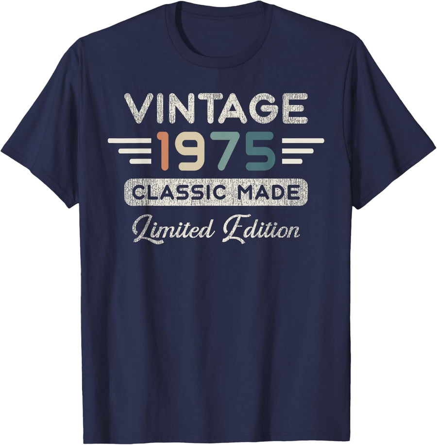 Vintage 1975 Limited Edition 51st Birthday T-Shirt - Navy Blue