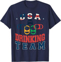 USA Drinking Team Beer Party Memorial Day American Flag T-Shirt - Navy Blue