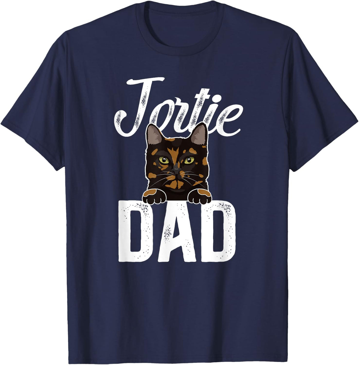 Tortie Cat Dad Tortoiseshell Cat Lover Tortie Cat Owner Men Girls Kids T-Shirt - Navy Blue