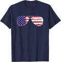 American Flag Sunglasses Distressed T-Shirt T-Shirt - Navy Blue