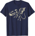 Dachshund On Dragon Graphic Fantasy Wiener Dog Art T-Shirt - Navy Blue