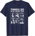 Funny Drummer Dad Music Lover Design Things I Do Spare Time T-Shirt - Navy Blue