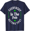 Everybody In The Pub Getting Tipsy St Patricks Day Shamrock T-Shirt - Navy Blue