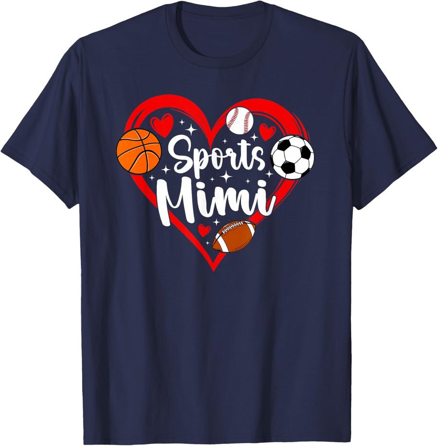 Sports Mimi Heart Sport Mimi Sports Mimi Grandma T-Shirt - Navy Blue