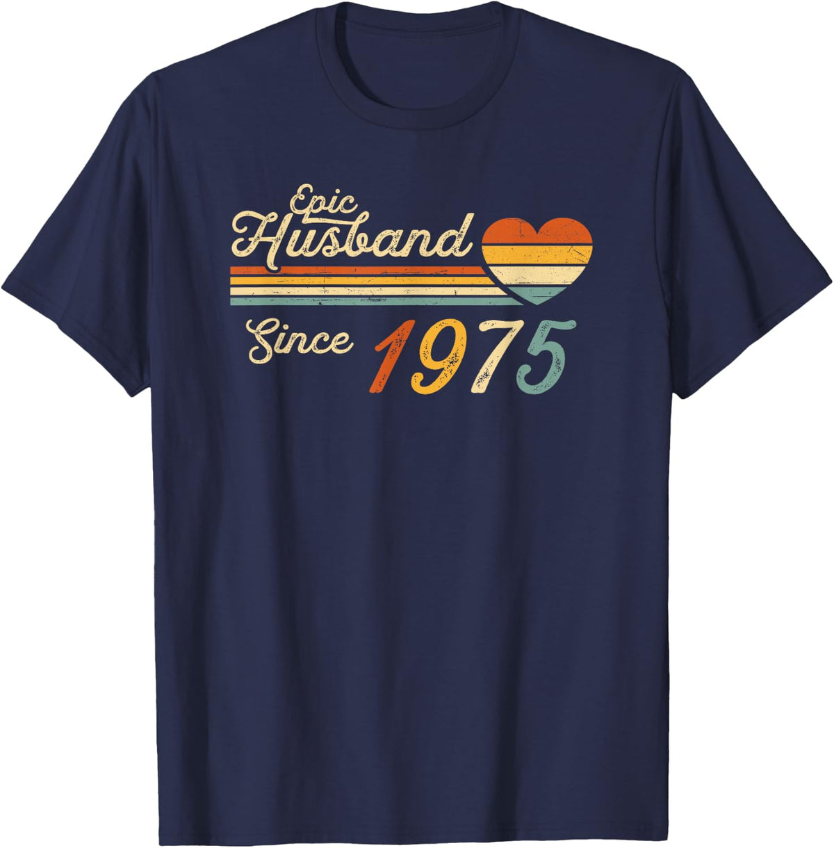 51st Wedding Anniversary for Him - Epic Husband Since 1975 T-Shirt - Navy Blue