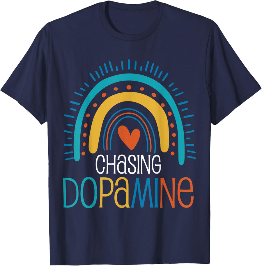 Chasing Dopamine T-Shirt for ADHD Awareness and Mental Health Tees - Navy Blue