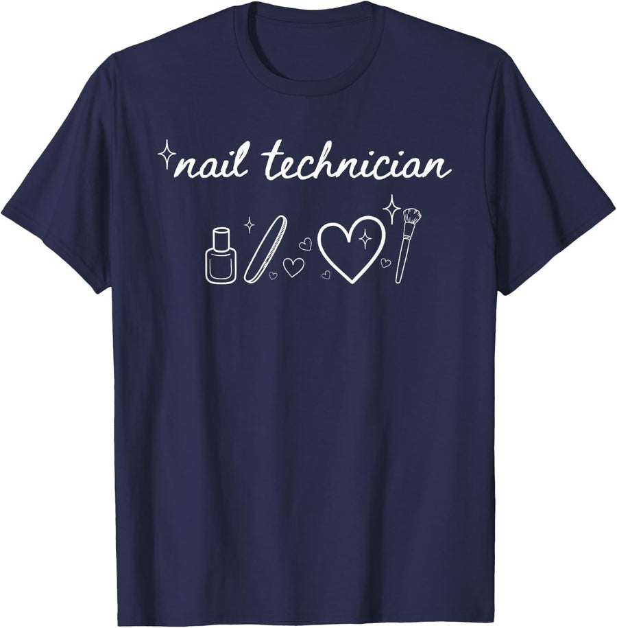 Nail Technician Tech Manicurist Artist School Technology T-Shirt - Navy Blue