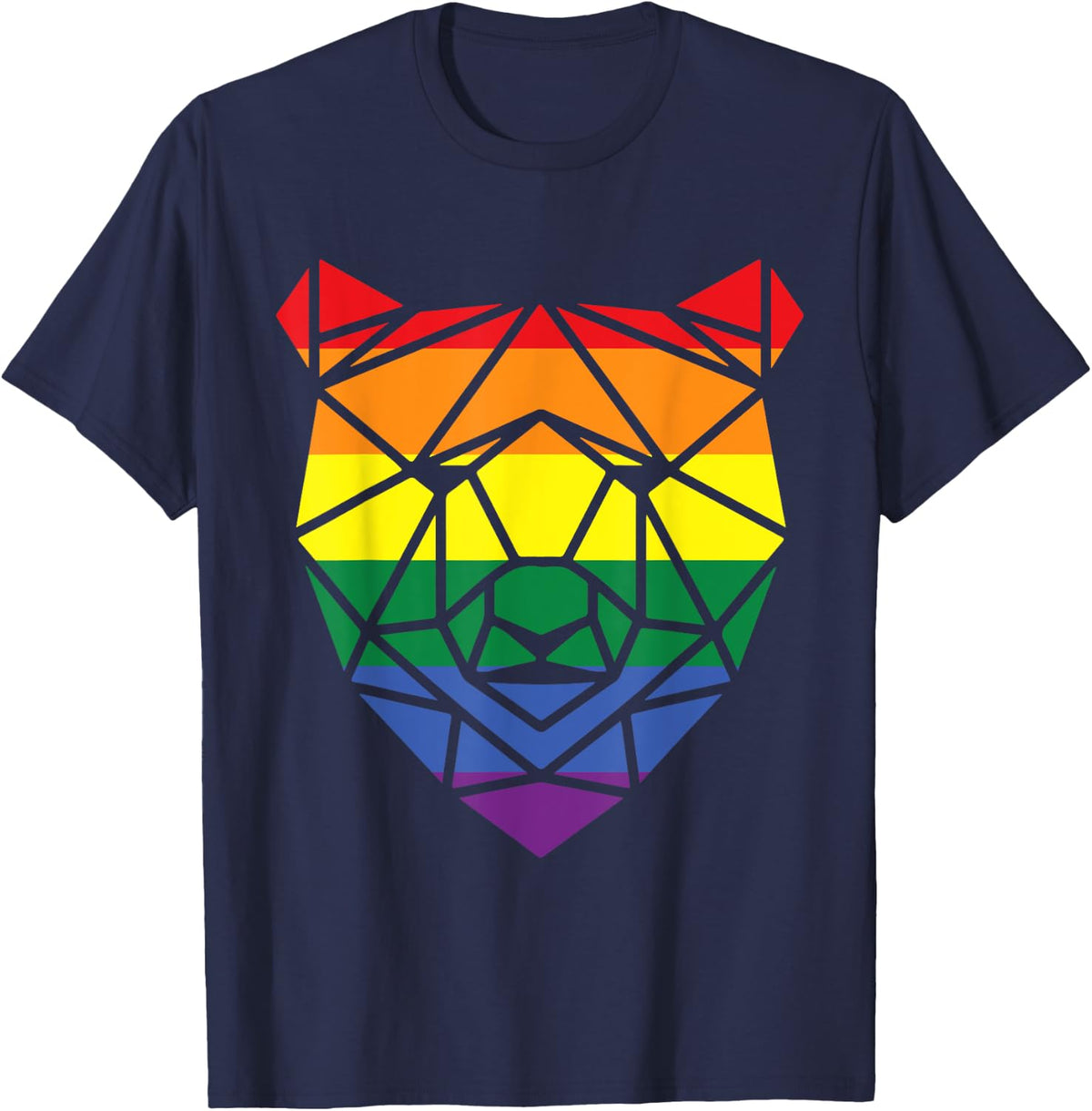 LGBT Papa Gay Pride Month - Geometric Bear T-Shirt - Navy Blue