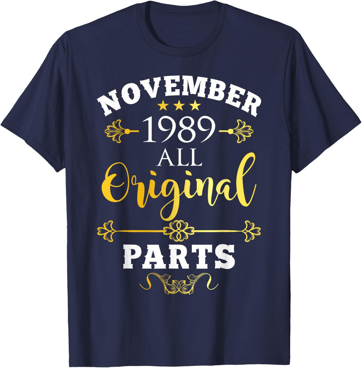 November 1989 Birthday Vintage Born in Nov Bday T-Shirt - Navy Blue