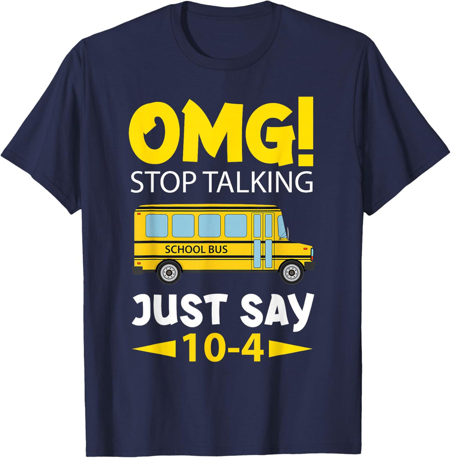 Stop Talking to the Bus-Driver School Bus T-Shirt - Navy Blue