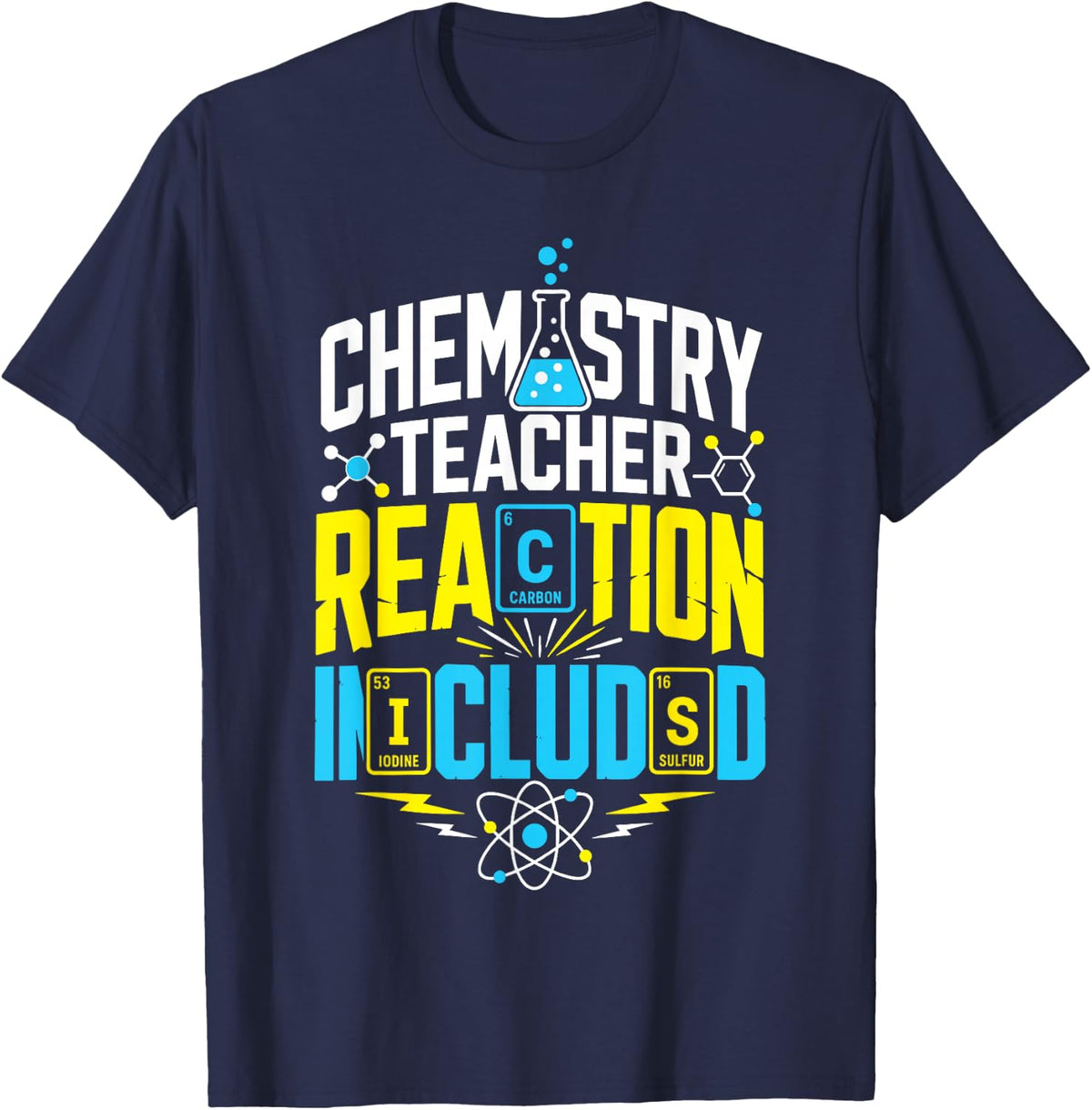 Reaction Included Chemistry Science Periodic Table T-Shirt - Navy Blue