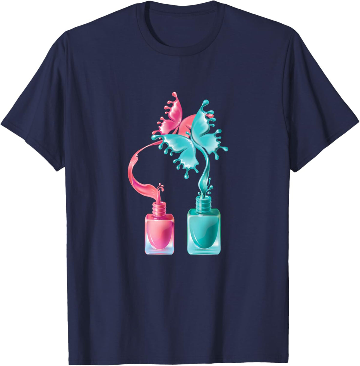 Nail Tech Shirts for Women Nail Polish Butterfly T-Shirts Tees Nail Artist Gift - Navy Blue
