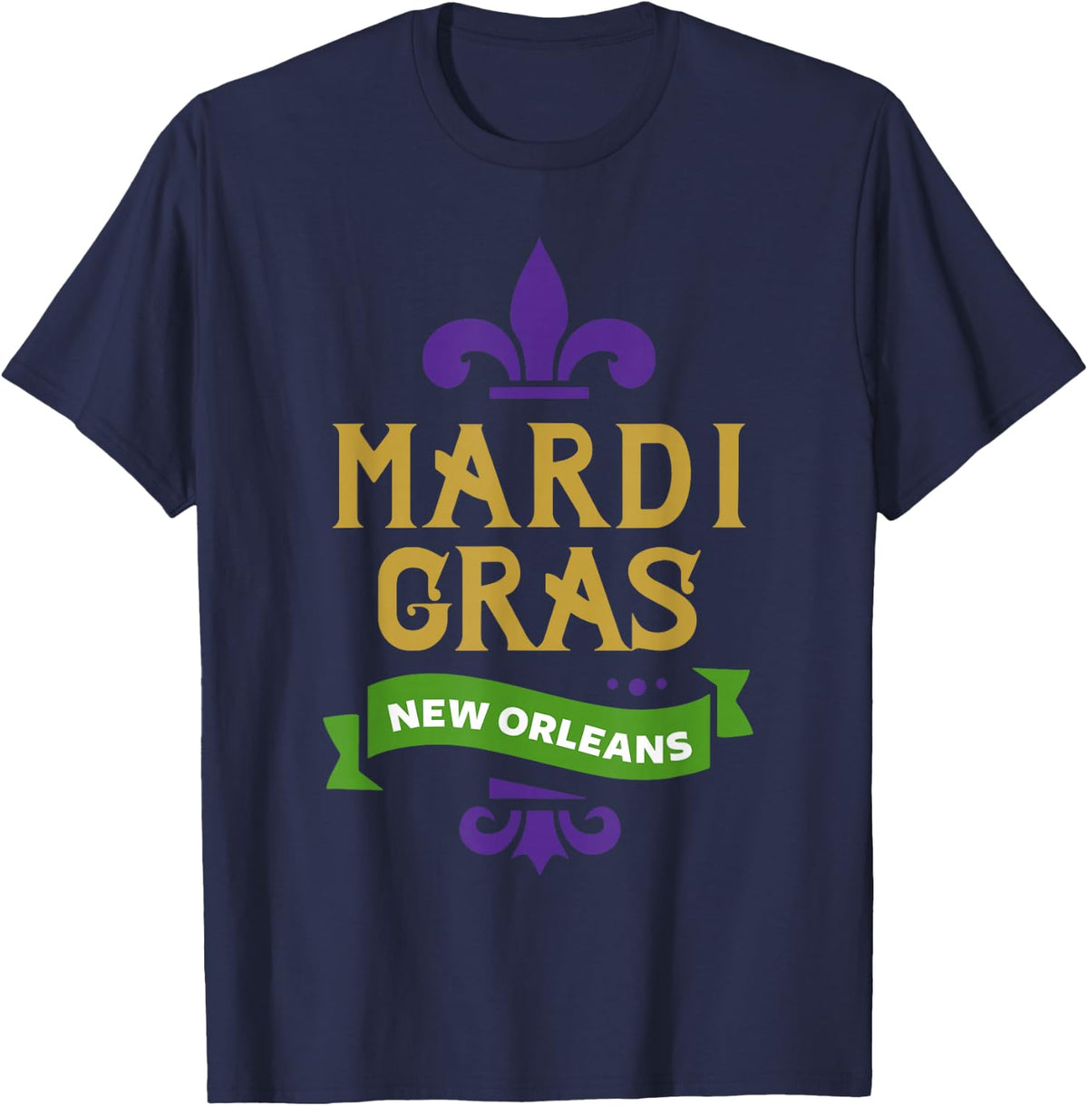 Mardi Gras New Orleans Fleur De Lis Carnival T-Shirt - Navy Blue