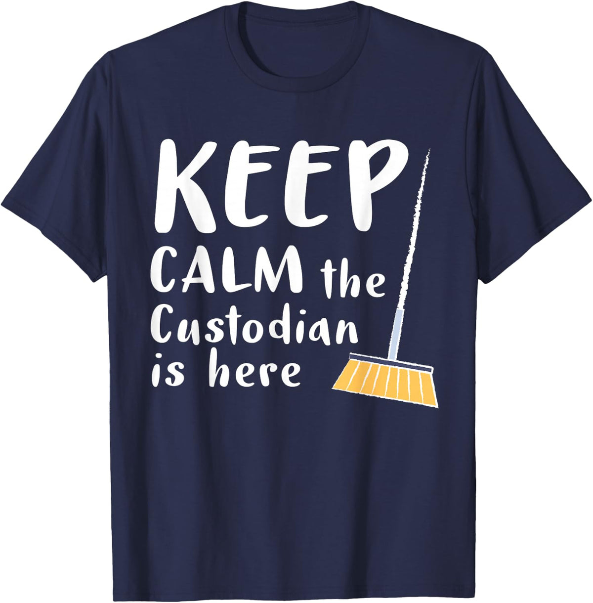 School Custodian Janitor T-Shirt - Navy Blue
