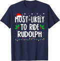 Most Likely To Ride Rudolph Family Matching Christmas T-Shirt - Navy Blue