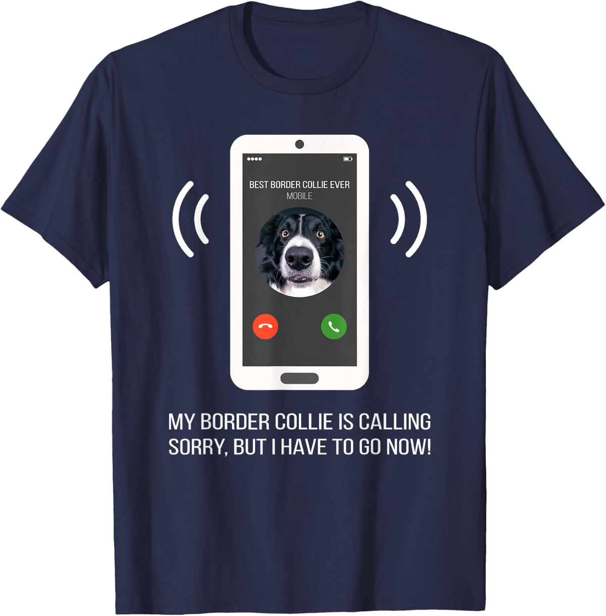Funny Border Collie Dog T-Shirt - Navy Blue