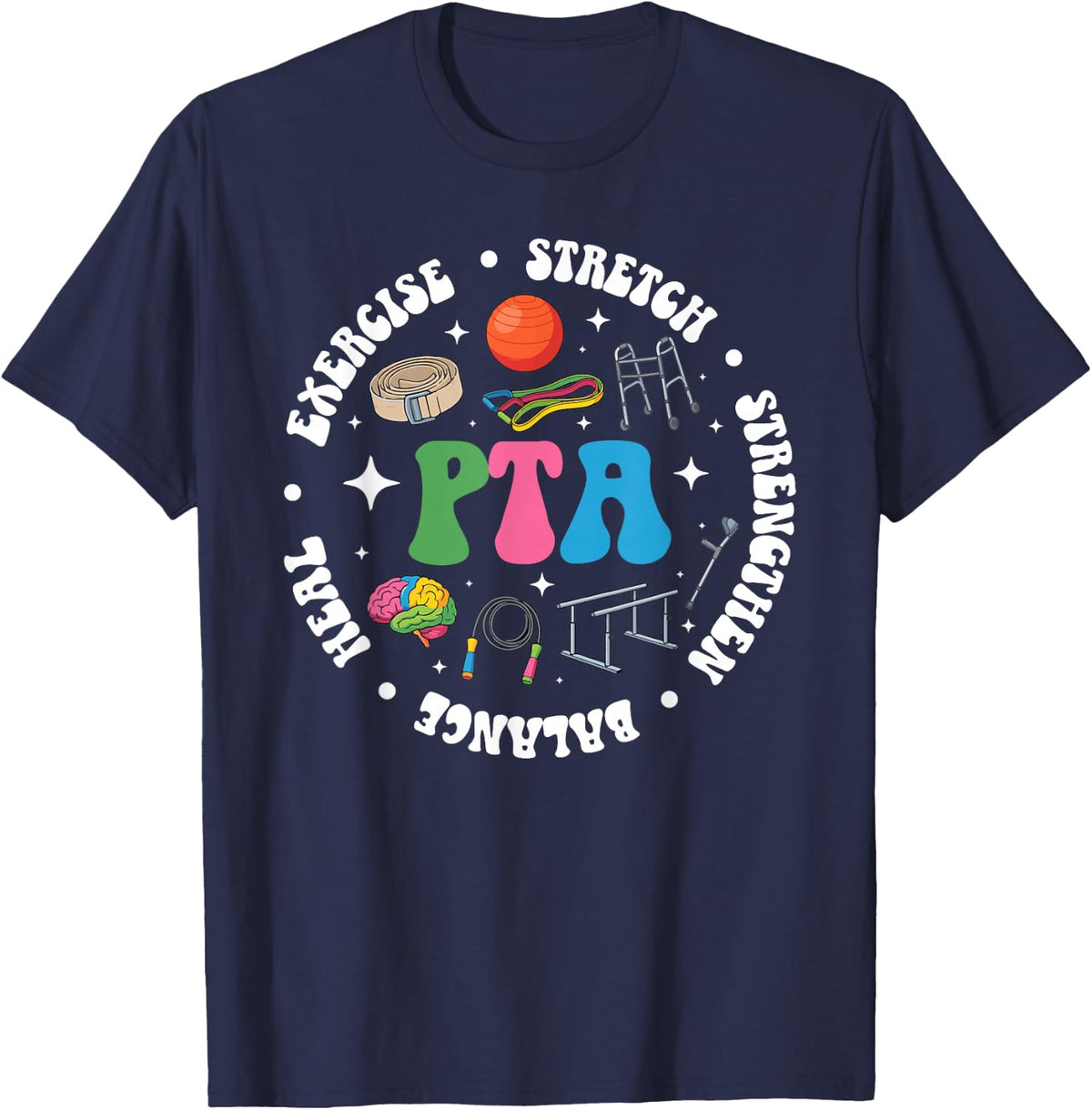 PTA Appreciation Circle Physical Therapist Assistant T-Shirt - Navy Blue
