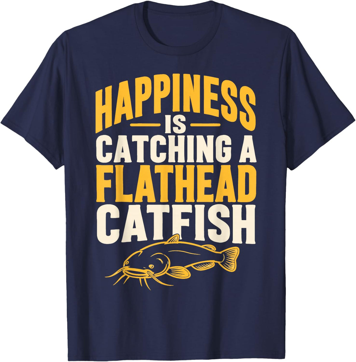 Catfish Angler Flathead Catfish Fishing T-Shirt - Navy Blue