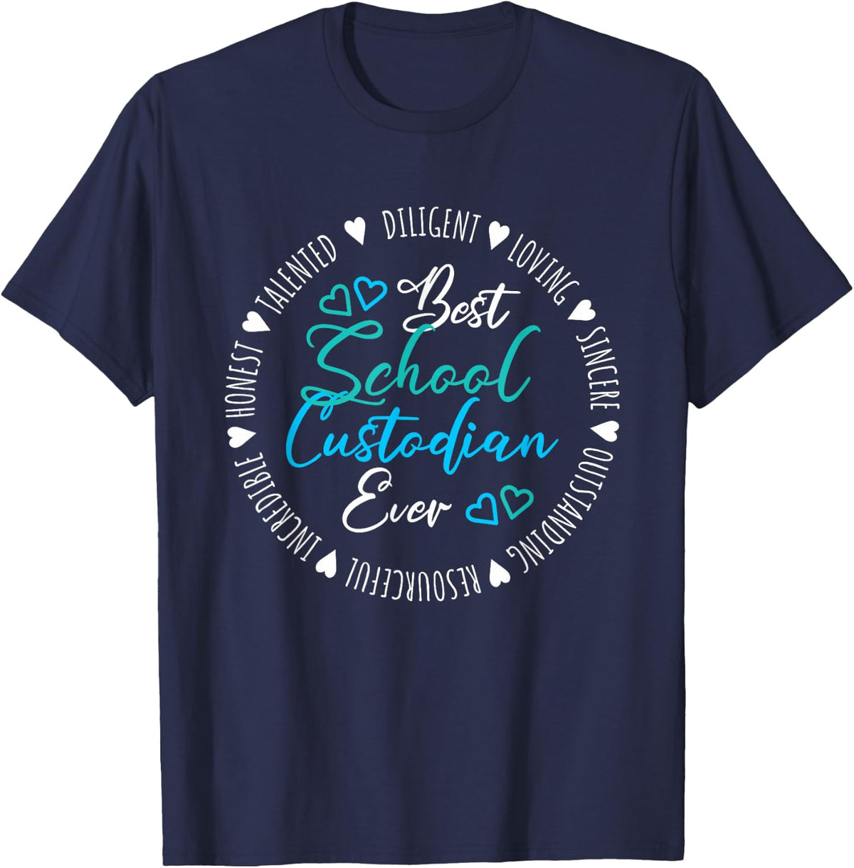 School Custodian Janitor T-Shirt Tee for School Staff and Employees - Navy Blue