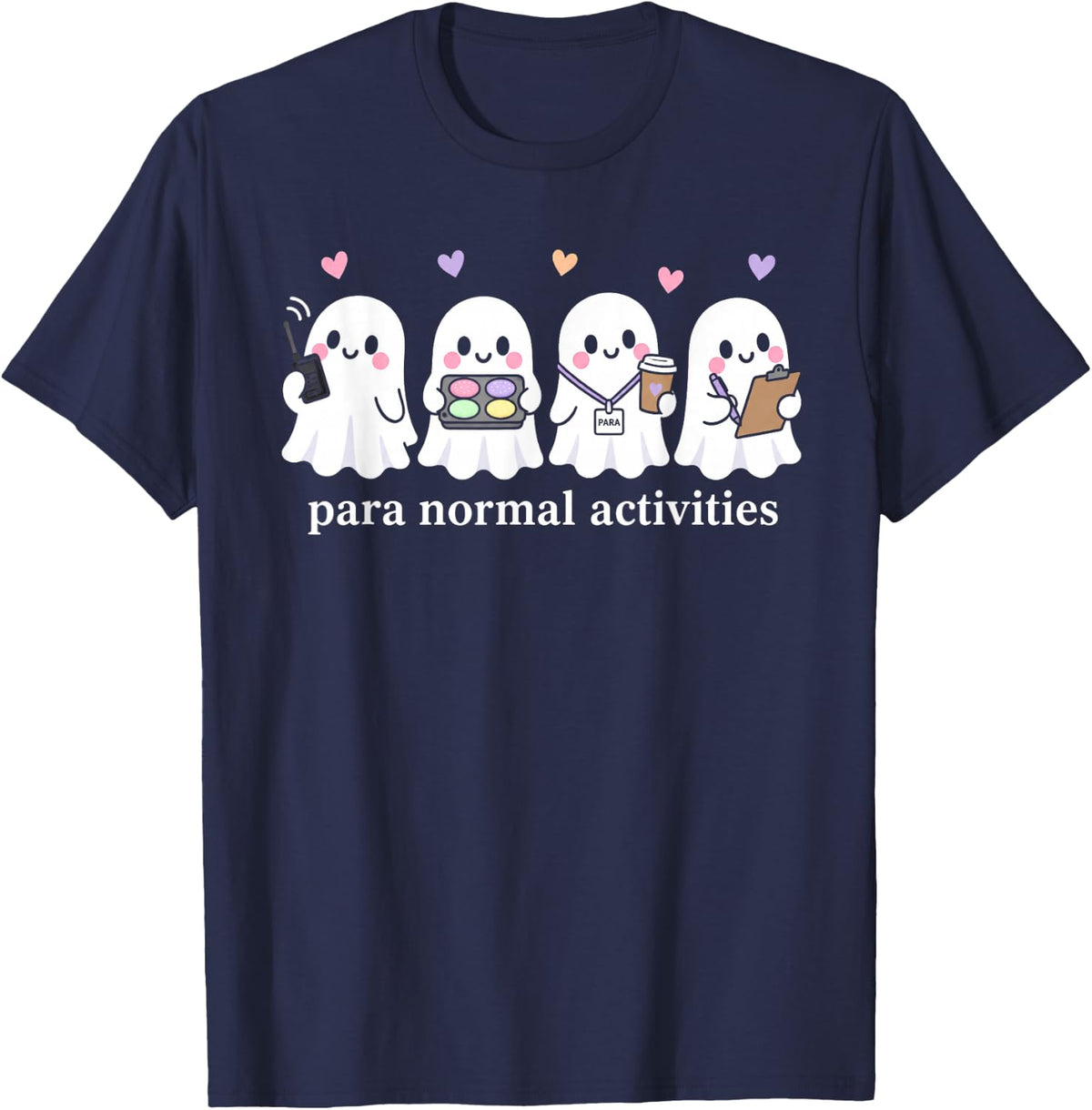 para Normal Activities SPED Teacher Ghost Halloween Apparel T-Shirt - Navy Blue