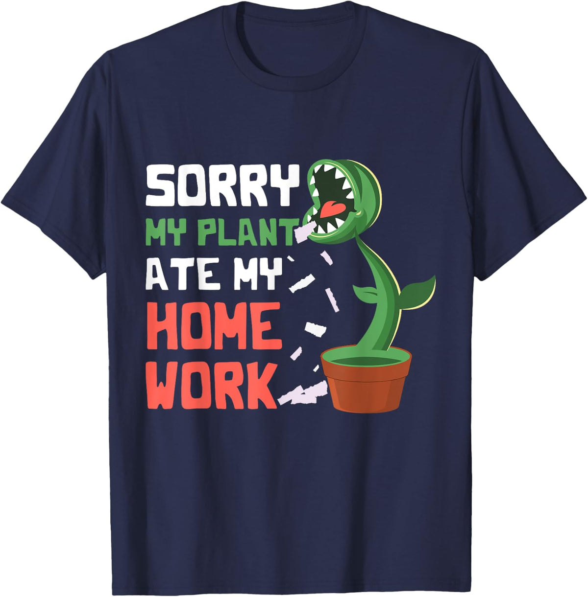 My Plant Ate My Homework Venus Fly Trap Kids School Student T-Shirt - Navy Blue