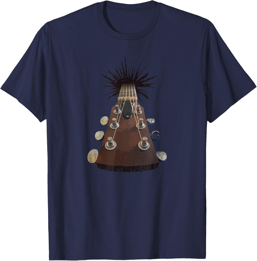 Acoustic Guitar Musician T-Shirt - Navy Blue