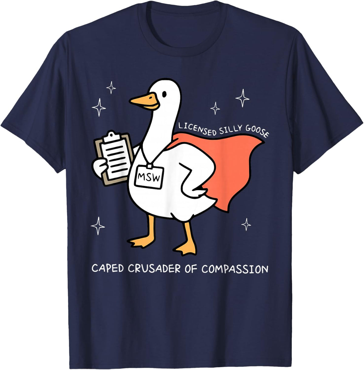Silly Goose Social Worker Shirts for Women Men MSW LMSW LCSW School Counselor T-Shirt - Navy Blue
