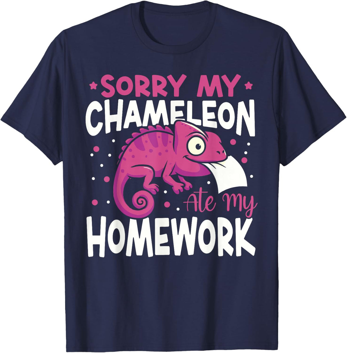 Chameleon Sorry My Chameleon Ate My Homework T-Shirt - Navy Blue