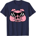 Cool Sunglasses Pig T Shirt Gift Boys Girls Women Men T-Shirt - Navy Blue