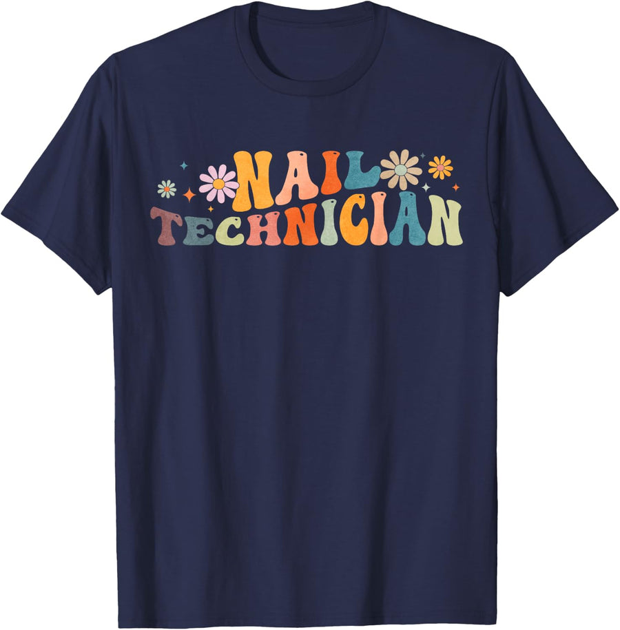 Groovy Nail Technician Nail Tech Manicurist T-Shirt - Navy Blue