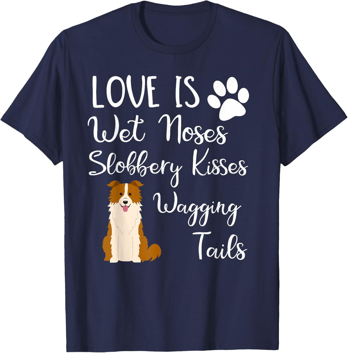 Red Border Collie Gifts Brown Dog - Dog Mom Designs T-Shirt - Navy Blue